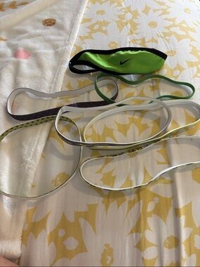 Nike Neon Green Headband with Black Trim and Mixed Elastic Hair Bands